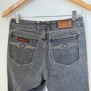 Vintage Sergio Valente Gray Denim Jeans 32x36 Straight Leg 100% Cotton Embroider